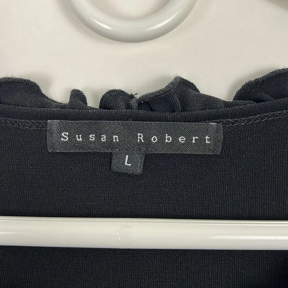 Susan Robert black blouse ruffle neck - Picture 3 of 8